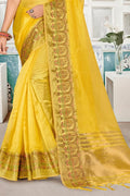 Pineapple Yellow Organza Saree