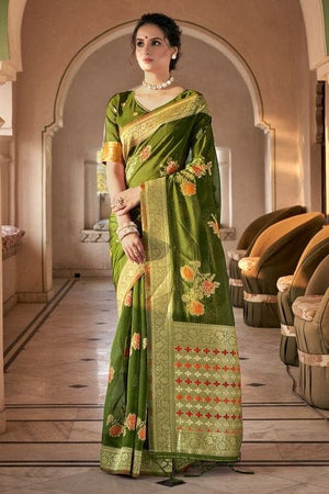 Shamrock Green Organza Saree