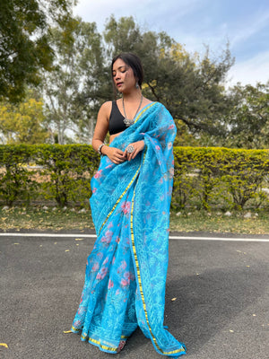 Sky Blue Organza Saree