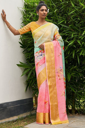 Taffy Pink Organza Saree