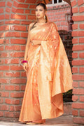 Organza Saree Vibrant Peach Organza Saree saree online