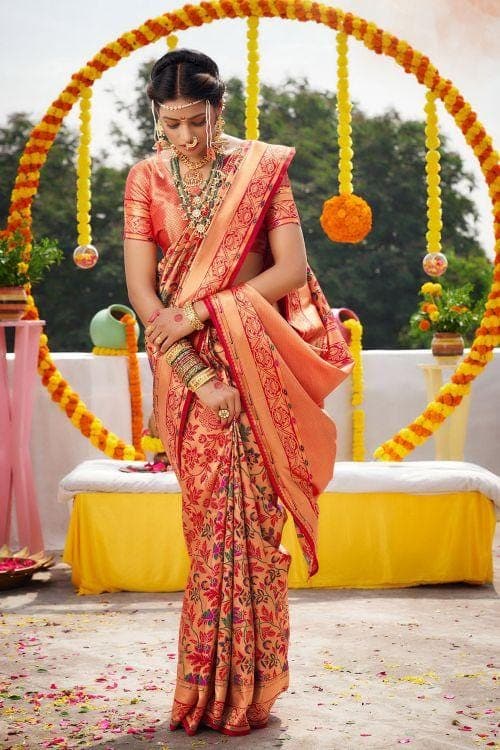 Silk Blend Banarasi Silk Wedding Wear Paithani Saree at Rs 2379/piece in  Surat