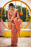 Carmine Red Paithani Saree - Paithani Saree For Wedding