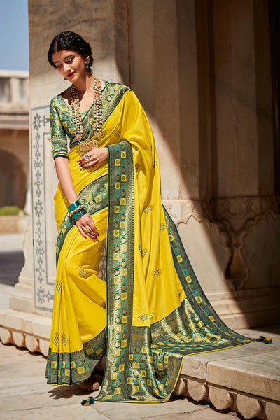 Buy Yellow Bridal Saree Online for wedding reception