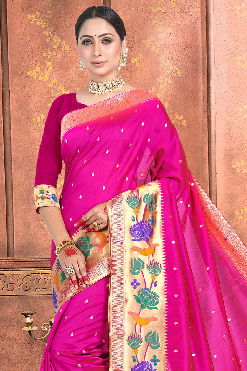 Buy Magenta Pink Paithani Saree online-Karagiri