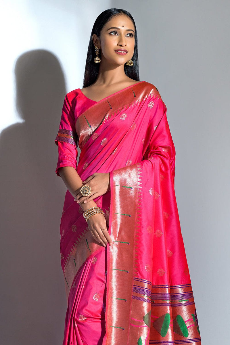 Buy Magenta Pink Paithani Saree online-Karagiri