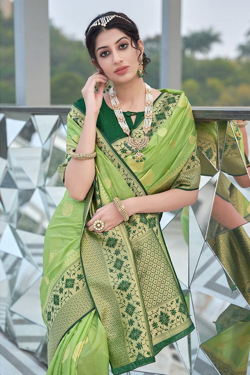 Buy Mint Green Paithani Saree online-Karagiri