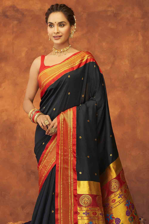 Serene Silk Black Color Bridal Wear Beautiful Designer Wedding Saree With  Contrast Blouse Price in India - Buy Serene Silk Black Color Bridal Wear  Beautiful Designer Wedding Saree With Contrast Blouse online