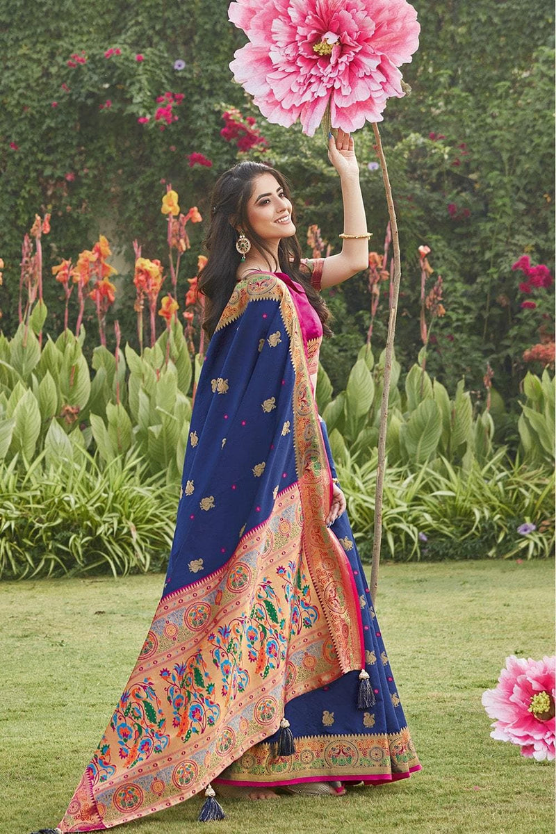 Buy blue paithani saree online on Karagiri | SALE