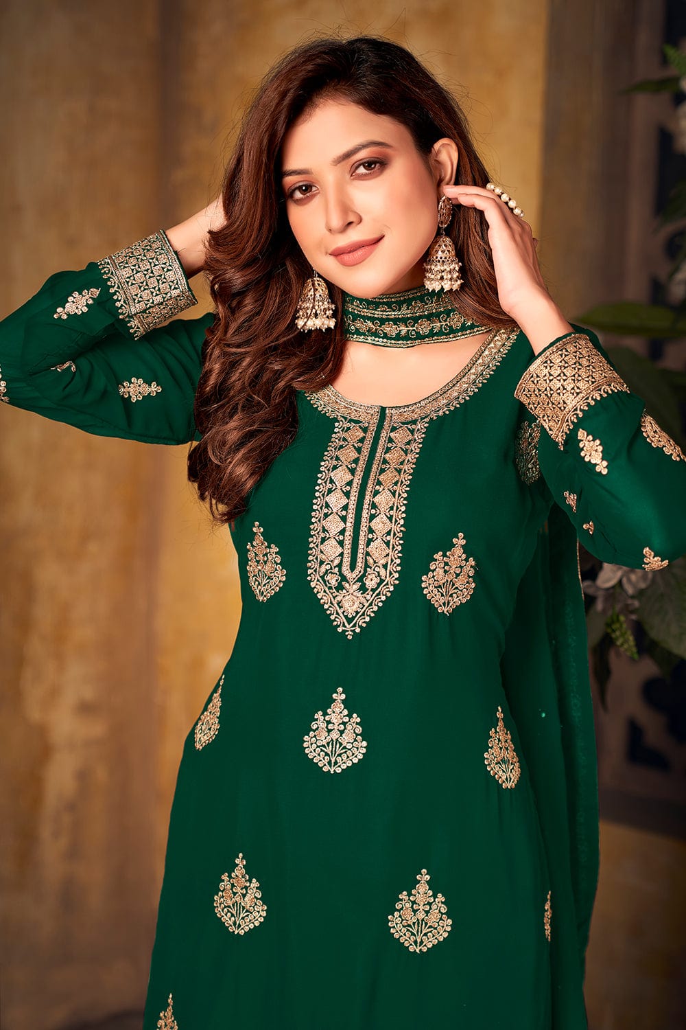 Green palazzo clearance suit