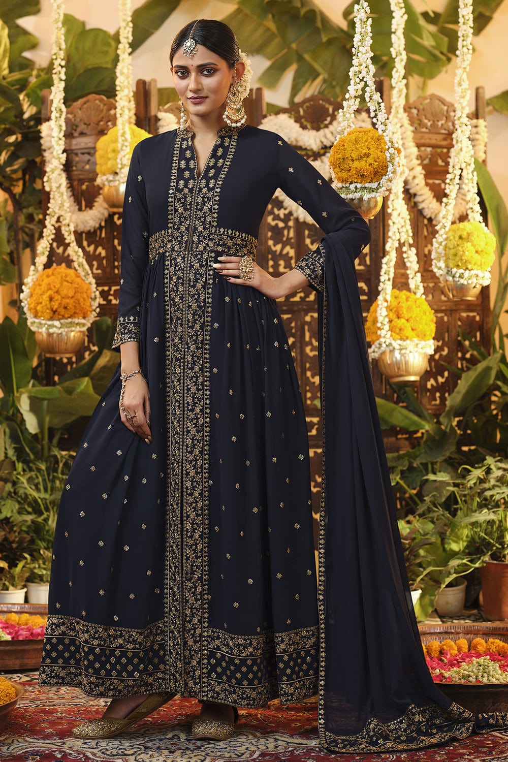 Black Designer Silk Party Palazzo Suit SFS2272090 – Siya Fashions