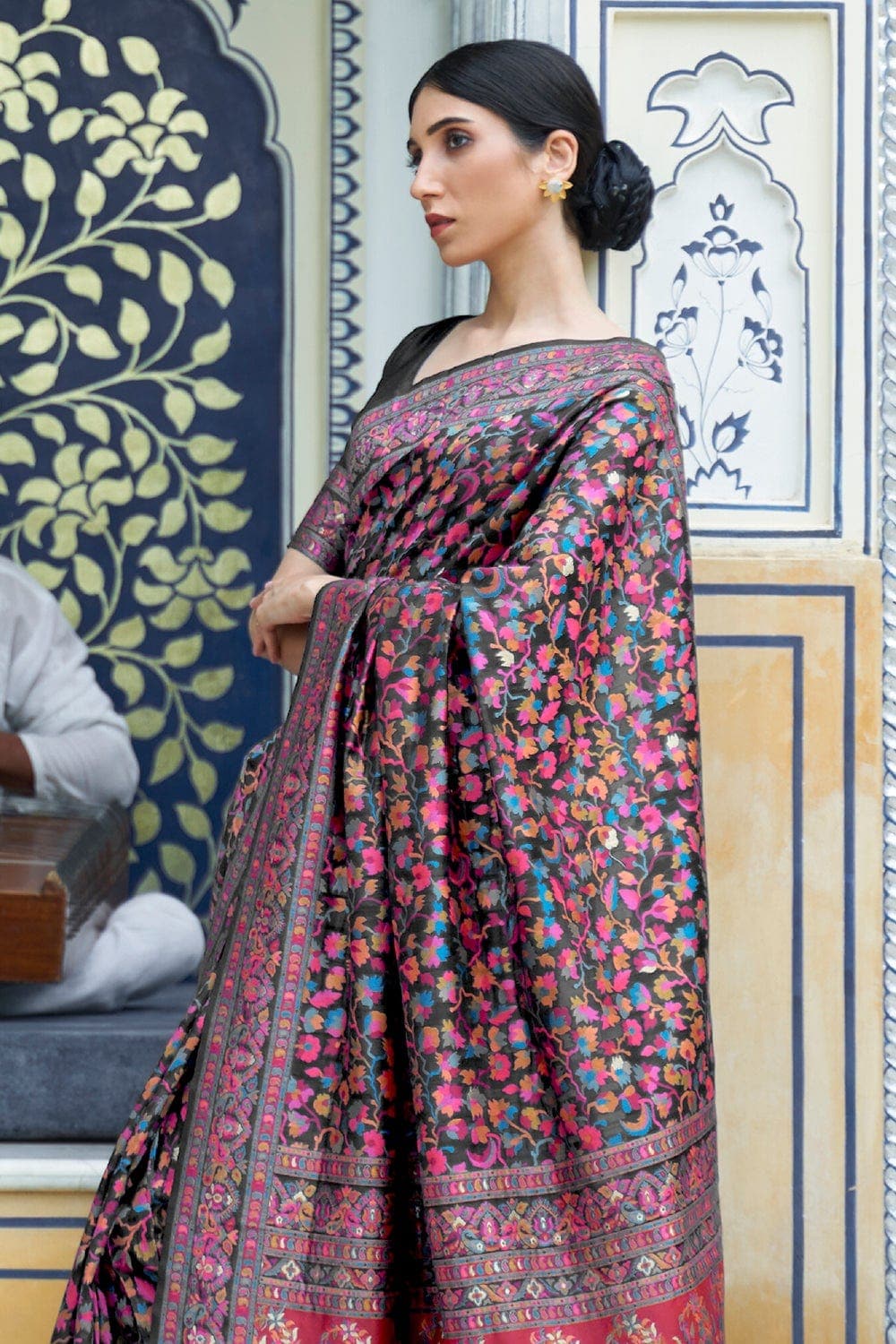 Buy Persian Blue Pashmina Saree online-Karagiri