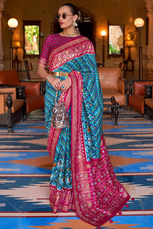 Azure Blue Patola Saree