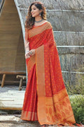 Chilli Red Printed Patola Saree