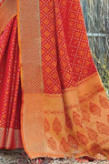 Chilli Red Printed Patola Saree