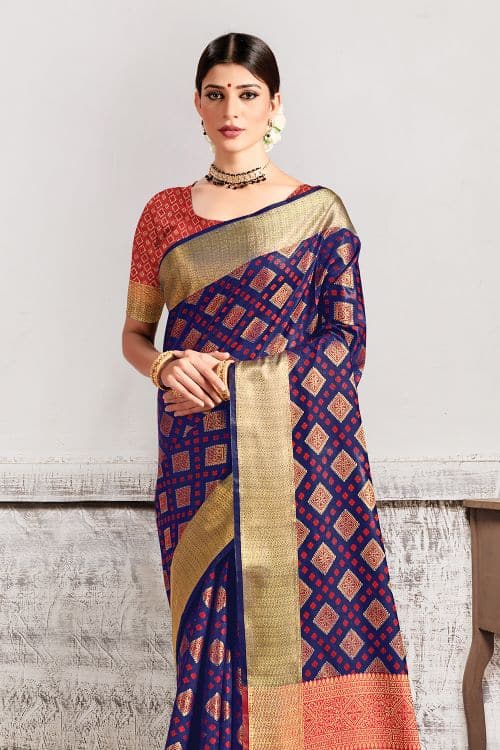 Buy Egyptian Blue Patola Saree online-Karagiri