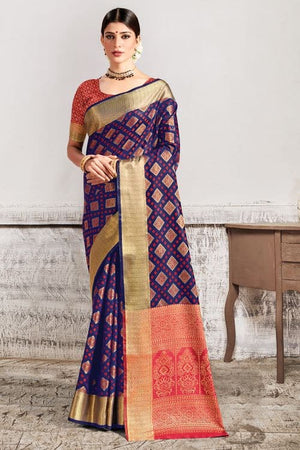 Egyptian Blue Patola Saree