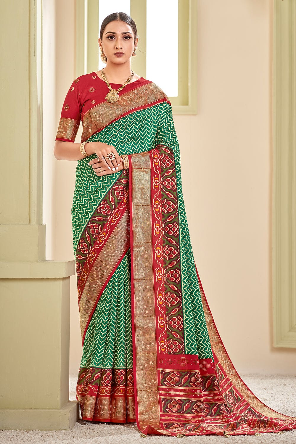 Buy Emerald Green Patola Saree online-Karagiri