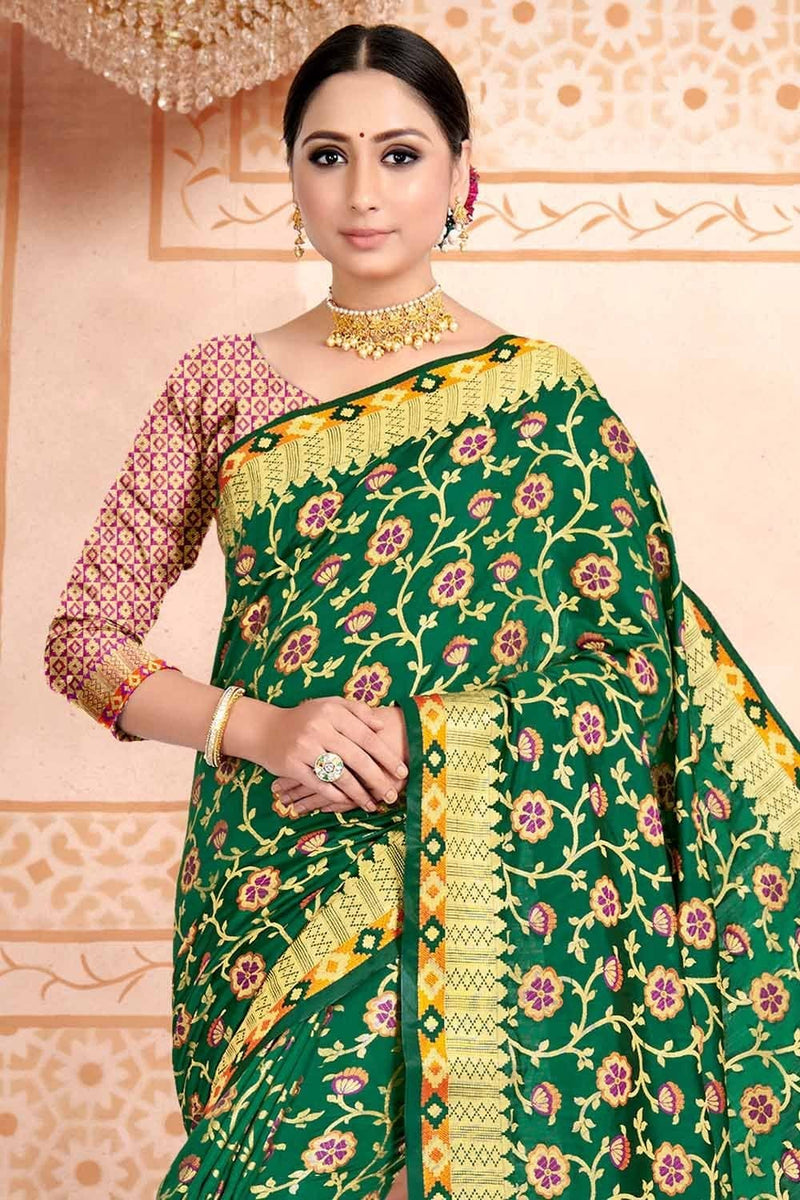 Buy Forest Green Patola Saree online-Karagiri