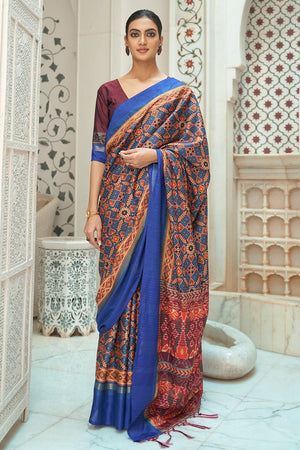 Marine Blue Patola Saree