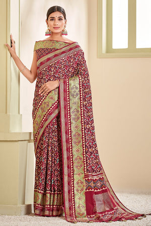 Maroon Patola Saree