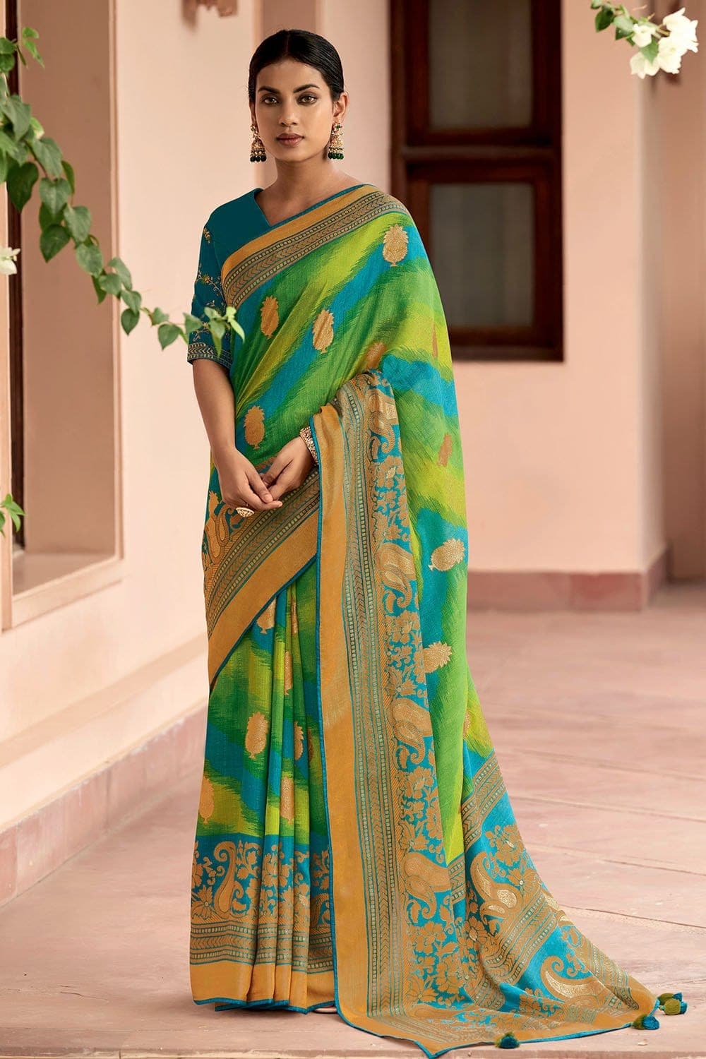 Buy FLOZER Digital Print Banarasi Georgette Multicolor Sarees Online @ Best  Price In India | Flipkart.com