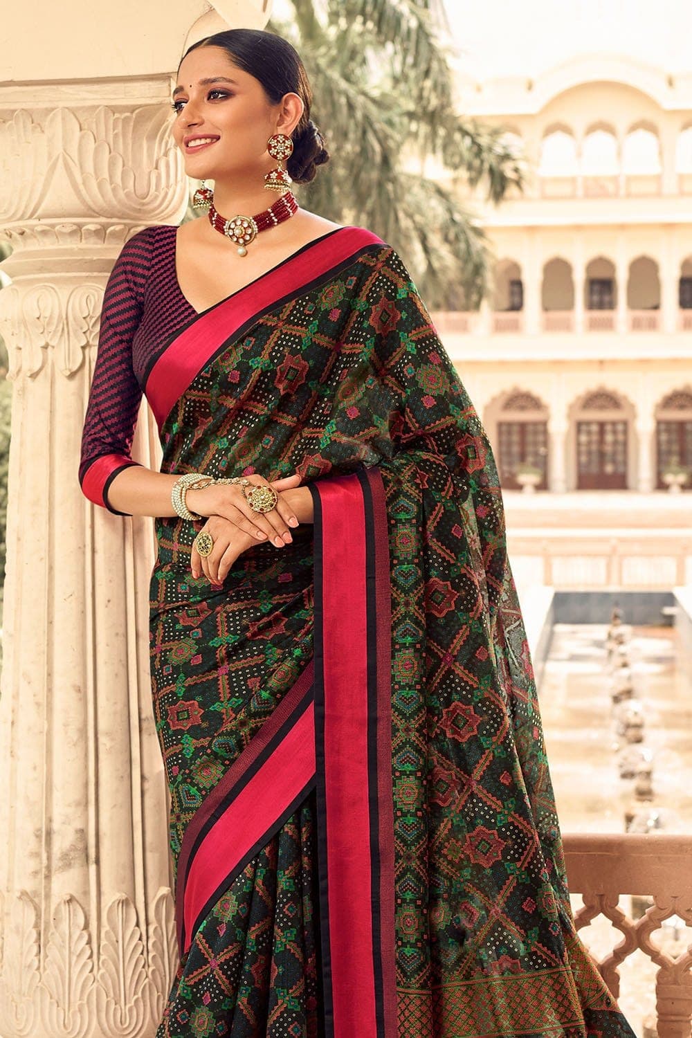 Black Silk Patola Saree SARV131458