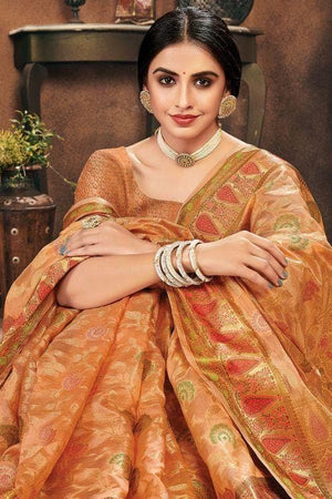 Orange Yellow Orange Patola Saree