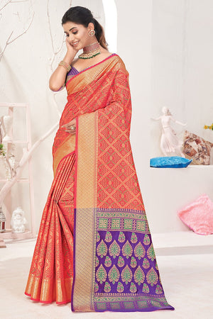 Peach Patola Saree