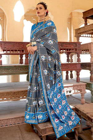 Pewter Grey Patola Saree