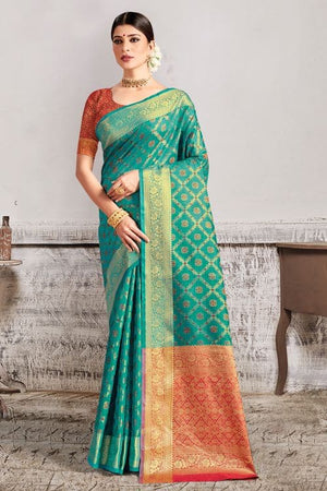 Tiffany Blue Patola Saree