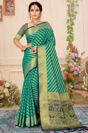 Tuquoise Green Patola Saree