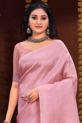 Flamingo Pink Kanjivaram Silk Saree