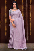 Pastel Lilac Kanjivaram Silk Saree