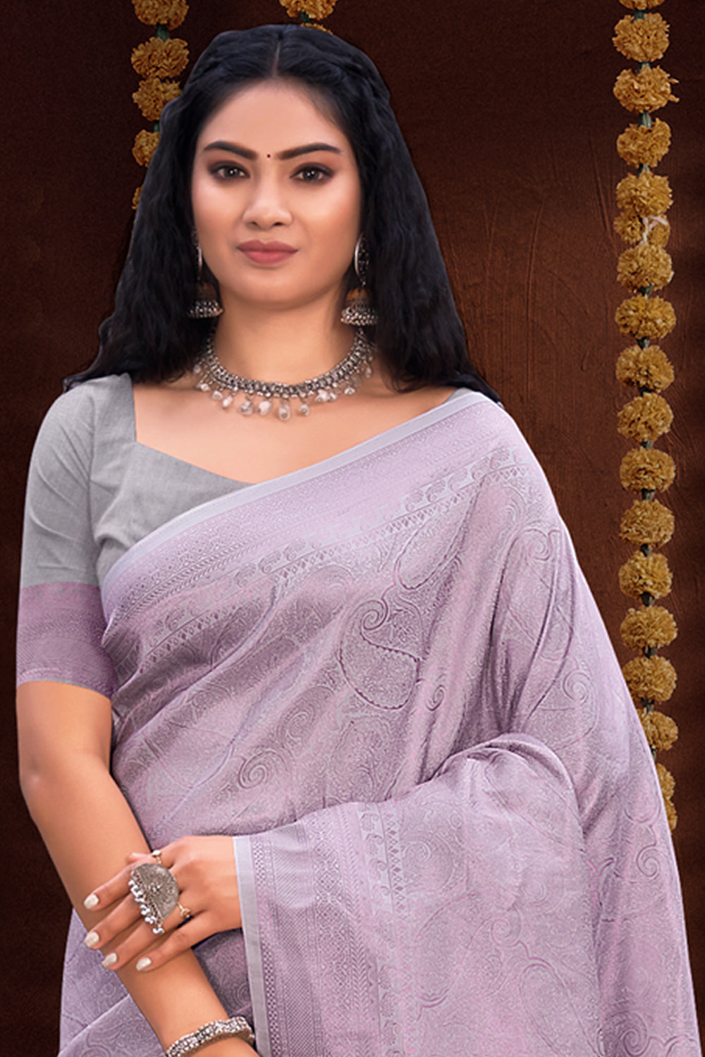 Buy Pastel Pink Zari woven Kanchipuram Silk Saree Online | Samyakk