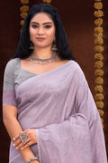 Pastel Lilac Kanjivaram Silk Saree