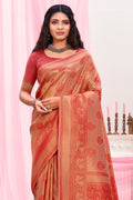 Burnt Orange Kanjivaram Silk Saree