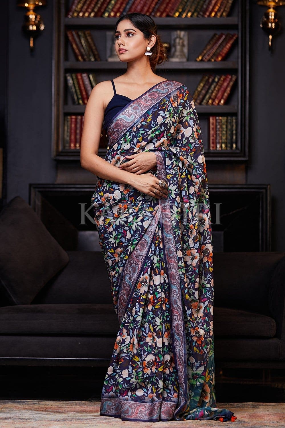 Buy Blue pure cotton saree