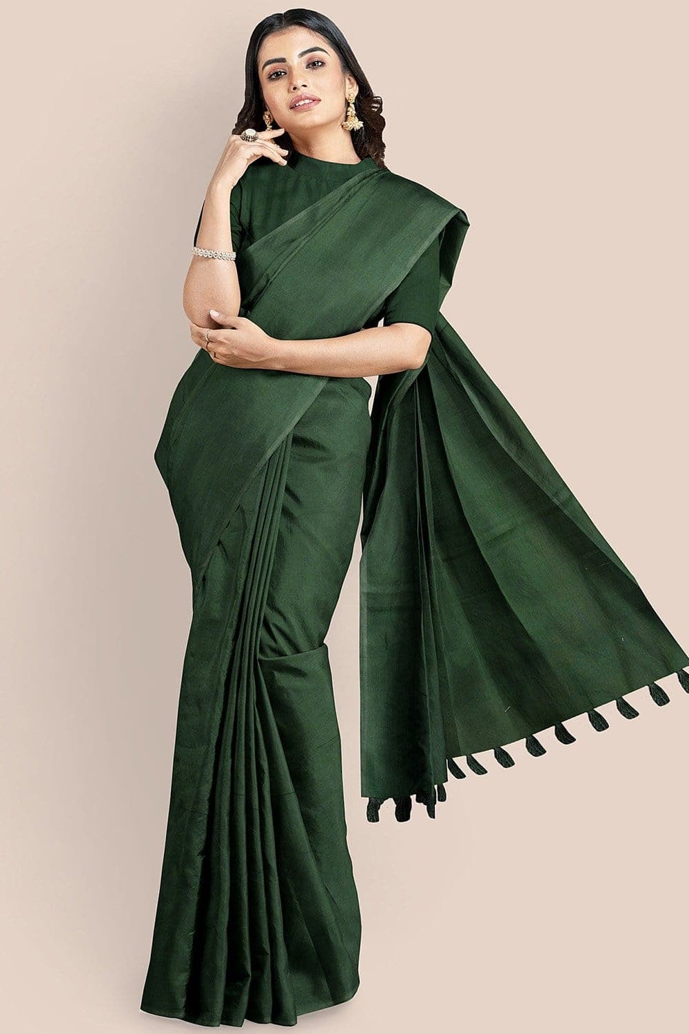 Amazon Brand - Anarva Women's Plain Banarasi Silk Saree With Blouse Piece  (SCL Banarasi Anjali Sea Green_Sea Green) : Amazon.in: Fashion