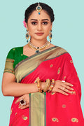 Pink And Green Paithani Silk Saree