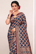 Navy Blue Patola Silk Saree