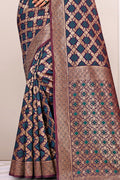 Navy Blue Patola Silk Saree