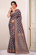 Navy Blue Patola Silk Saree