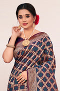 Navy Blue Patola Silk Saree