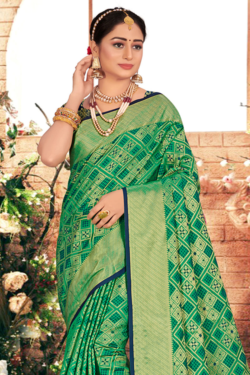 Buy Emerald Green Patola Saree online-Karagiri