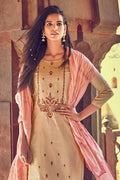 Beige Colour Unstitched Salwar Suit