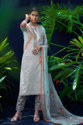Fog Grey Printed Unstitched Salwar Suit