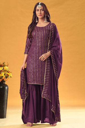 French Violet Salwar Suit