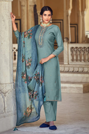 Light Spruce Blue Salwar Suit