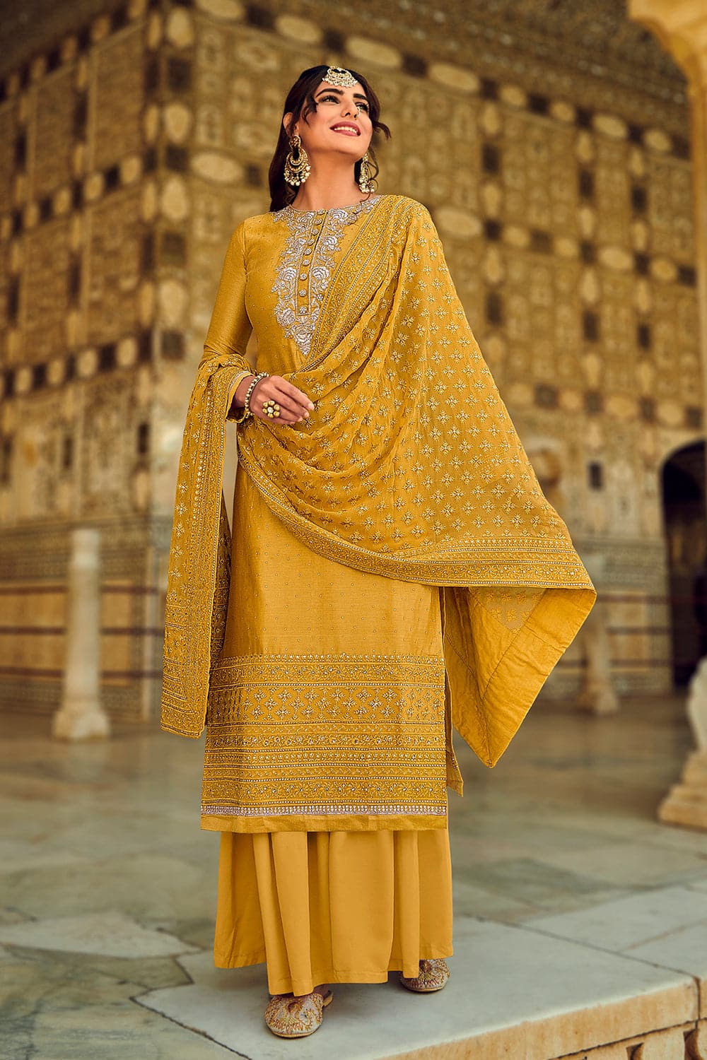 Salwar suit clearance in yellow colour